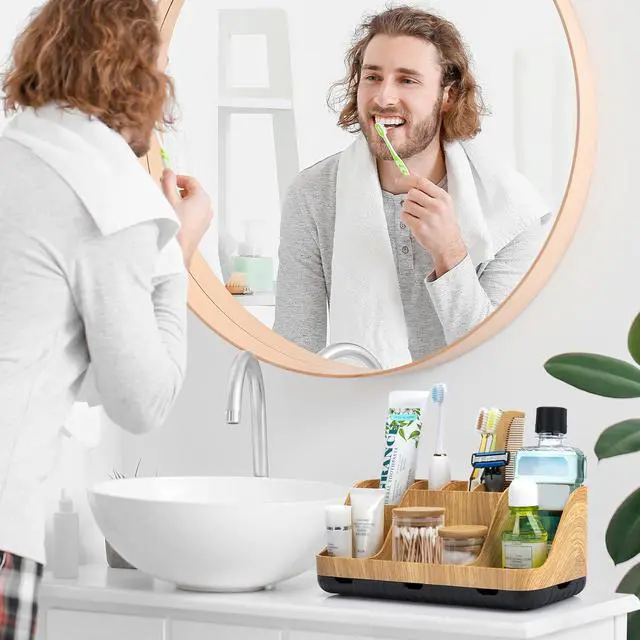 Alt view image 2 of 7 - Bathroom Organizers and Storage - Detachable 7 Slots Kids Electric Toothbrush and Toothpaste Holde Drainage for Bathroom Accessories Organization Counter Vanity Storage