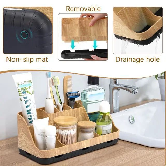 Alt view image 4 of 7 - Bathroom Organizers and Storage - Detachable 7 Slots Kids Electric Toothbrush and Toothpaste Holde Drainage for Bathroom Accessories Organization Counter Vanity Storage