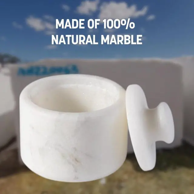 Alt view image 3 of 7 - Marble Salt Cellar with Lid 3.5" White, Stone Pepper Container & Spice Jars for Kitchen, Marble Salt and Pepper Holder, Stone Storage Box for Kitchen Counter, Spice Jar(Namib Fantasy White)
