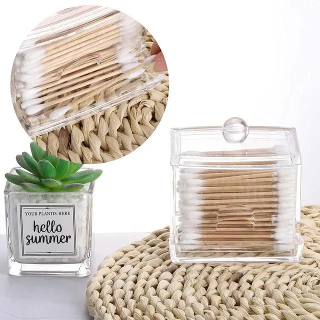 Alt view image 5 of 7 - 10oz Qtip Holder Dispenser Big Clear Bathroom Organizer Accessories Decor for Storage-Qtips Cotton Ball Holder Apothecary Jars, Cotton Swabs, Floss Container