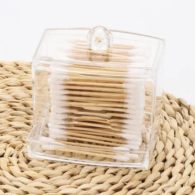 Alt view image 6 of 7 - 10oz Qtip Holder Dispenser Big Clear Bathroom Organizer Accessories Decor for Storage-Qtips Cotton Ball Holder Apothecary Jars, Cotton Swabs, Floss Container
