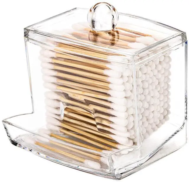 Main image of 10oz Qtip Holder Dispenser Big Clear Bathroom Organizer Accessories Decor for Storage-Qtips Cotton Ball Holder Apothecary Jars, Cotton Swabs, Floss Container