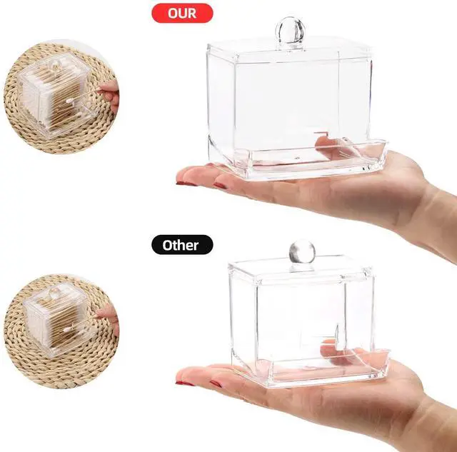 Alt view image 3 of 7 - 10oz Qtip Holder Dispenser Big Clear Bathroom Organizer Accessories Decor for Storage-Qtips Cotton Ball Holder Apothecary Jars, Cotton Swabs, Floss Container