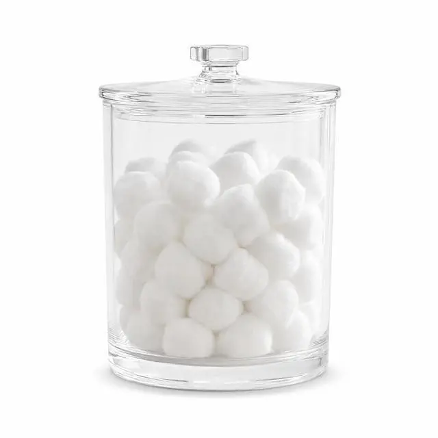 Main image of ForPro Clear Acrylic Apothecary Jar with Lid, 60 Oz Shatterproof Bathroom Vanity Organizer, Cotton Ball Holder, Qtip Storage Container Canister for Kitchen, Laundry, Office Decor, 7.75" x 5"