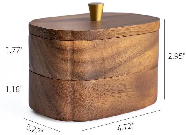 Alt view image 7 of 7 - Acacia Wood Qtip Holder Bathroom Jars with Lids, Double-Layer Canisters for Cotton Ball/Round/Pads, Floss Pick Storage, Jars for Bathroom Countertop/Vanity Organizer, Home Decor