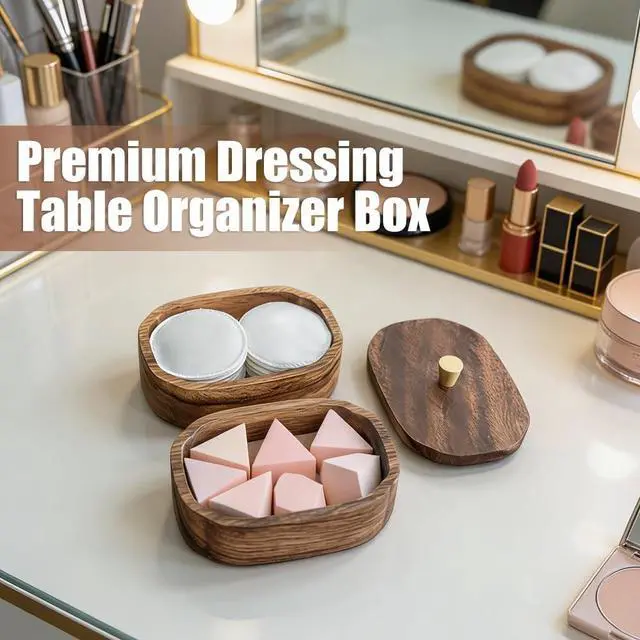Alt view image 6 of 7 - Acacia Wood Qtip Holder Bathroom Jars with Lids, Double-Layer Canisters for Cotton Ball/Round/Pads, Floss Pick Storage, Jars for Bathroom Countertop/Vanity Organizer, Home Decor