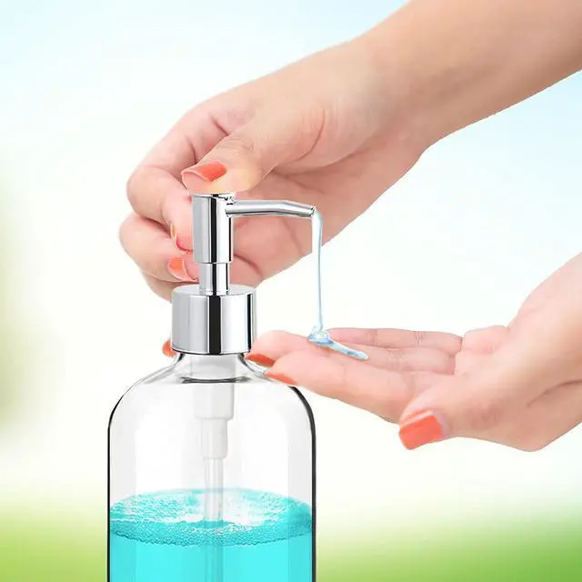 Alt view image 2 of 7 - Clear Soap Dispenser with Rust Proof Pump, Waterproof Labels (2 Pack,16 Oz), Plastic Hand Soap Dish Soap Dispenser for Kitchen Bathroom