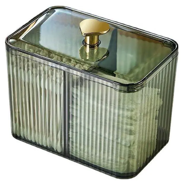 Main image of Qtips Holder Bathroom Container,3-Section Cotton Ball/Swabs Dispenser,3 Grids Apothecary Jar Organizer, Cosmetics Storage for Vanity