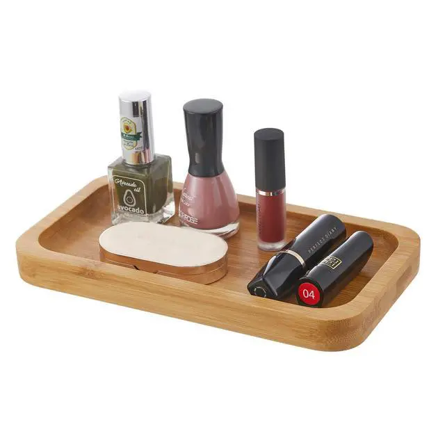 Alt view image 3 of 7 - Glass Qtip Holder with Vanity Tray, Apothecary Jars Bathroom Accessories Bathroom Canisters Organizer Countertop Q Tip Holder for Cotton Ball Round Swab Pad Hair Ties Floss Perfume Jewelry