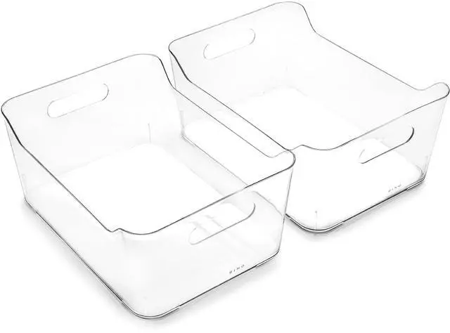 Main image of | Plastic Storage Bins, Large - 2 Pack, Clear | THE SOHO COLLECTION | Pantry Organizers and Storage Containers | Fridge Organizer Bins | Kitchen Cabinet Organizer | Medicine Cabinet Bin