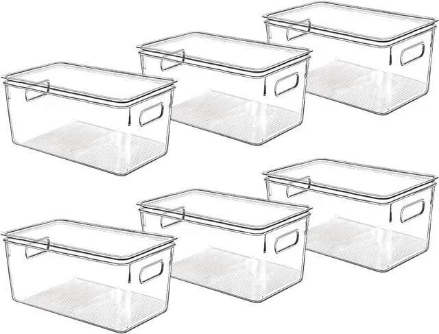 Main image of Clear Plastic Storage Bins with Lids, Perfect for Kitchen Organization or Pantry Organization and Storage, Stackable Fridge Organizer Bins, Storage Containers for Organizing, Cabinet Organizers