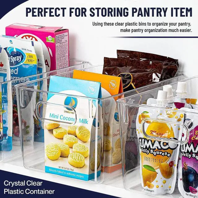 Alt view image 3 of 5 - Clear Plastic Storage Bins with Lids, Perfect for Kitchen Organization or Pantry Organization and Storage, Stackable Fridge Organizer Bins, Storage Containers for Organizing, Cabinet Organizers