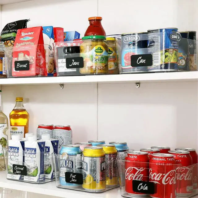 Alt view image 3 of 7 - 12 PACK Multiuse Clear Plastic Storage Bins for Organizing w/ Labels - Home, Kitchen, Bathroom, Office, Pantry Cabinet Shelf Organizer Bins - SOHO Collection, RV, Fridge Organization Containers