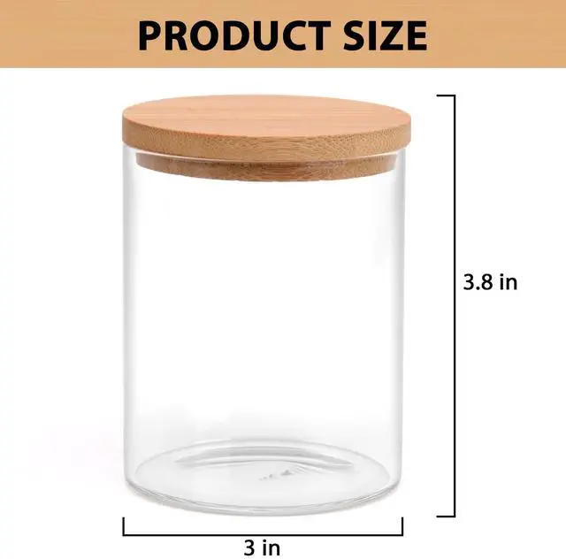 Alt view image 7 of 7 - 2 Pack Glass Qtip Holder Dispenser Set - Apothecary Jars with Lids - Vanity Makeup Organizer and Bathroom Canister Storage Organizer for Cotton Ball, Swab, Round Pads,Floss