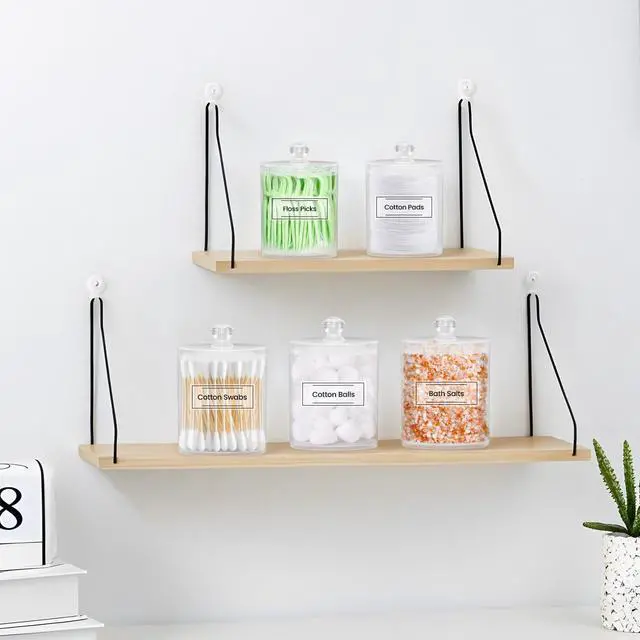 Alt view image 5 of 7 - Qtip Holder 6 Pack, Acrylic Q-tip Dispenser for Cotton Pads, Swabs, Balls, Storage Containers for Organizing, Clear Bathroom Canisters with Lid, Apothecary Jars Home Decor Accessories Set