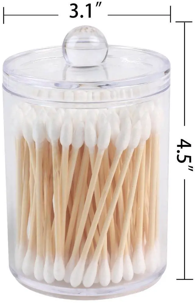 Alt view image 2 of 7 - 1 Pack Acrylic Qtip Holder Dispenser,Canisters Apothecary Jar Set,Vanity Makeup Storage Organizer Set, 12 oz