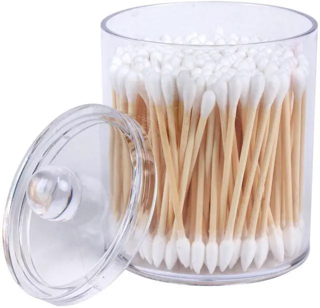 Alt view image 3 of 7 - 1 Pack Acrylic Qtip Holder Dispenser,Canisters Apothecary Jar Set,Vanity Makeup Storage Organizer Set, 12 oz