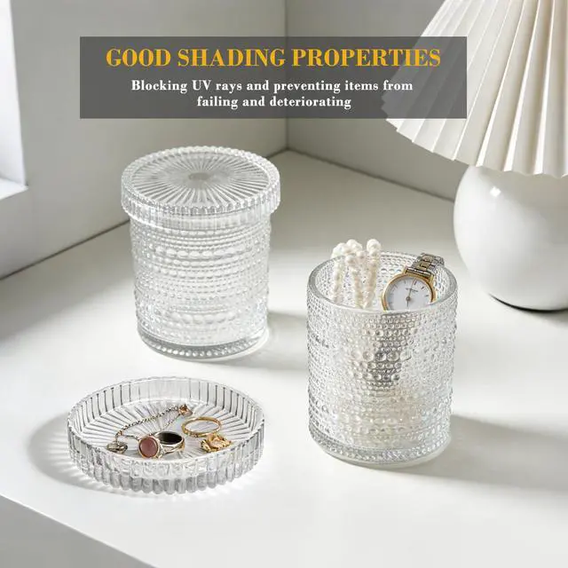 Alt view image 2 of 7 - Bathroom Organizers and Storage, 4 pcs Glass Qtip Holder