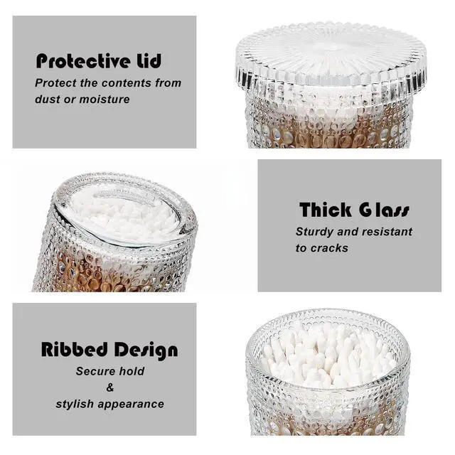 Alt view image 4 of 7 - Bathroom Organizers and Storage, 4 pcs Glass Qtip Holder