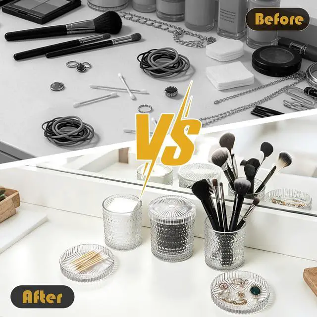 Alt view image 5 of 7 - Bathroom Organizers and Storage, 4 pcs Glass Qtip Holder
