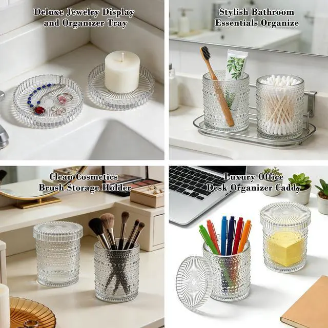 Alt view image 6 of 7 - Bathroom Organizers and Storage, 4 pcs Glass Qtip Holder