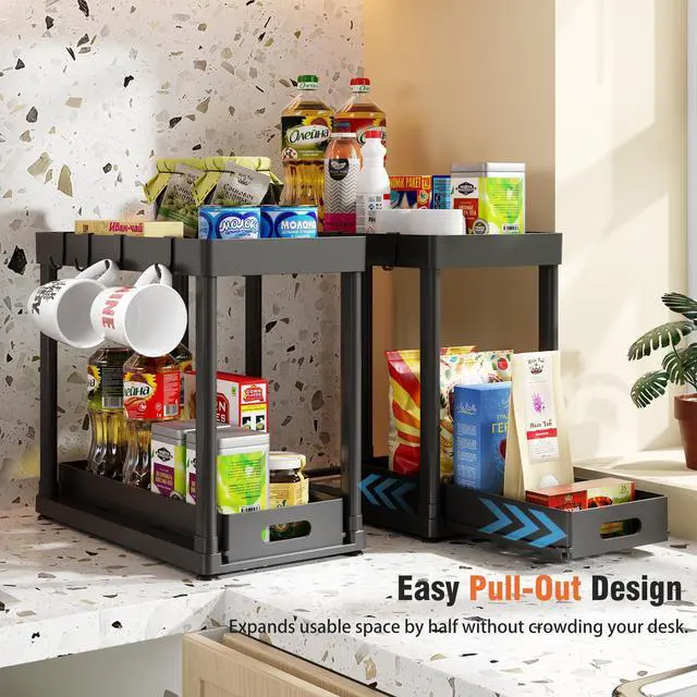 Alt view image 4 of 7 - 2 Pack Pull-Out Storage Organizers, Under Sink Organizer and Storage for Bathroom & Kitchen,Multi-Purpose Under Cabinet Organizers and storage Black