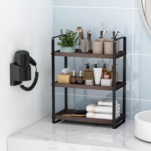 Alt view image 5 of 6 - Bathroom Counter Organizer,Bathroom Countertop Organizer,Counter Shelf,Countertop Storage,Organization and Storage,Makeup Shelf,Sink Caddy(Brown 3 Tier)