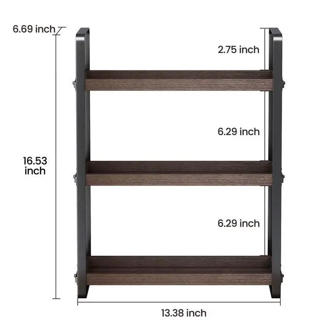Alt view image 6 of 6 - Bathroom Counter Organizer,Bathroom Countertop Organizer,Counter Shelf,Countertop Storage,Organization and Storage,Makeup Shelf,Sink Caddy(Brown 3 Tier)