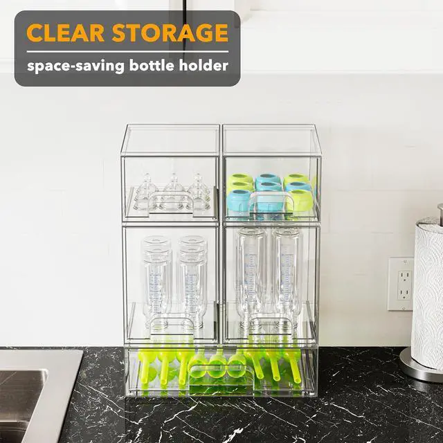 Alt view image 5 of 5 - Bottle Storage Organizer Baby - Acrylic Bottles Station Organizer Container, Stackable Clear Drawers for Countertop, Vanity, Bathroom, Cabinet, Pantry Organization, 5 Pack, 2S2M1L, 15.4"H