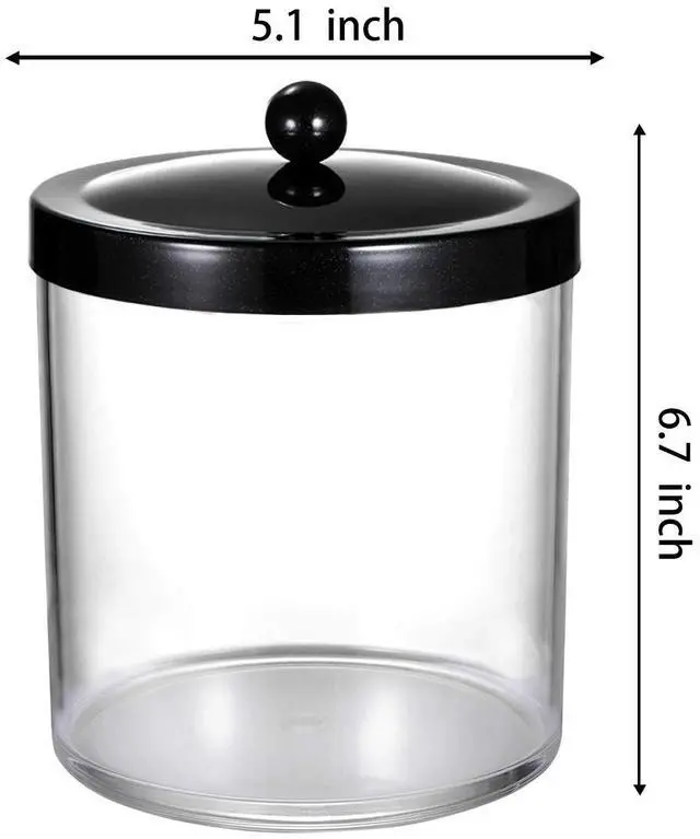 Alt view image 4 of 7 - 50oz Large Plastic Apothecary Jar with Black Stainless Steel Lid - Shatterproof Laundry Pods Container - Modern Industrial Bathroom & Kitchen Storage Organizer for Scent Beads, Bath Bombs