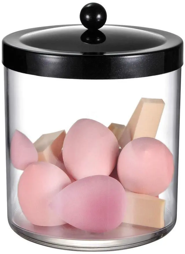 Alt view image 3 of 7 - 50oz Large Plastic Apothecary Jar with Black Stainless Steel Lid - Shatterproof Laundry Pods Container - Modern Industrial Bathroom & Kitchen Storage Organizer for Scent Beads, Bath Bombs