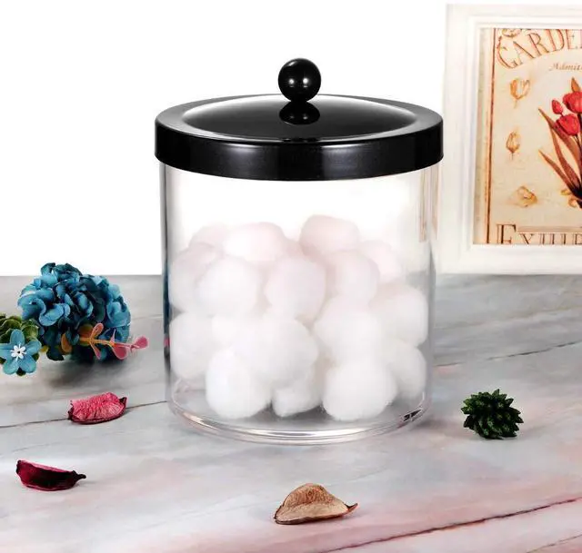 Alt view image 5 of 7 - 50oz Large Plastic Apothecary Jar with Black Stainless Steel Lid - Shatterproof Laundry Pods Container - Modern Industrial Bathroom & Kitchen Storage Organizer for Scent Beads, Bath Bombs