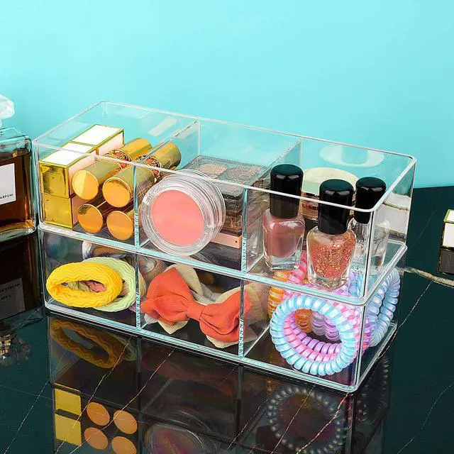 Alt view image 5 of 6 - Acrylic Organizers, Bathroom Organizer for Drawer, Cosmetic Display Cases for Vanity, Countertop, Desk, Kitchen, and Makeup Storage, 3-Section