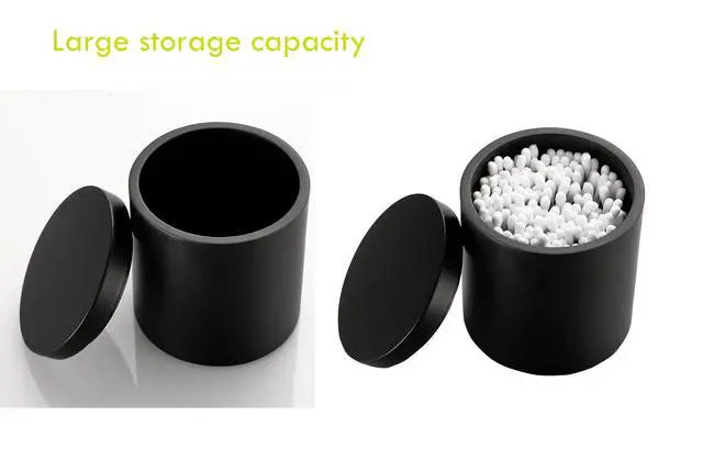 Alt view image 2 of 7 - Cotton Swab Holder, Qtip Holder Dispenser with Lid, Resin Bathroom Containers,Vanity Storage Jars Organizer for Cotton Ball, Floss, Bath Salts, Bathroom Accessories, Matte Black