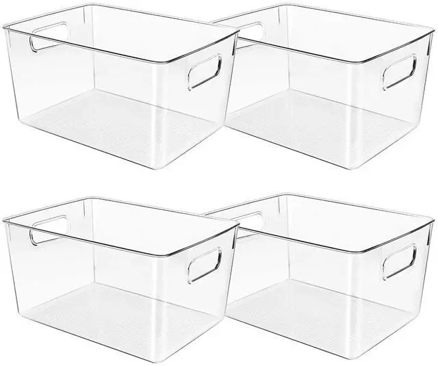 Main image of Clear Plastic Storage Bins, Pantry Organizers and Storage or Kitchen Organization and Storage Containers Bins for Organizing, Fridge, Freezer, Bathroom, Pantries, Refrigerator, Cabinet Organizer Bin