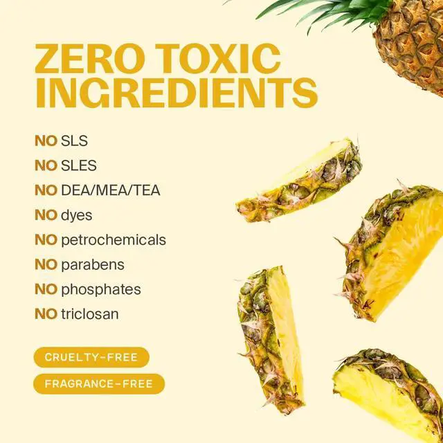 Alt view image 6 of 7 - Natural Dish Soap Tropical Pineapple Scent - 16.9oz 1 Pack - 99% Plant Based Dish Liquid - Hypoallergenic Dish Soap from Discarded Pineapple Peels