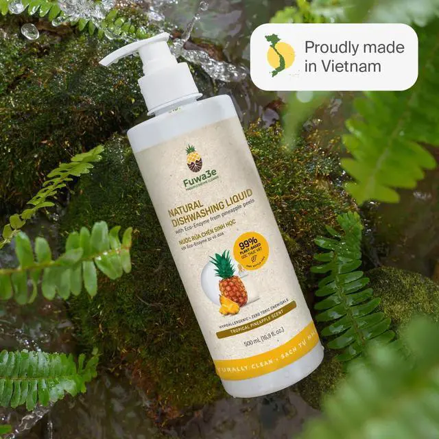 Alt view image 7 of 7 - Natural Dish Soap Tropical Pineapple Scent - 16.9oz 1 Pack - 99% Plant Based Dish Liquid - Hypoallergenic Dish Soap from Discarded Pineapple Peels