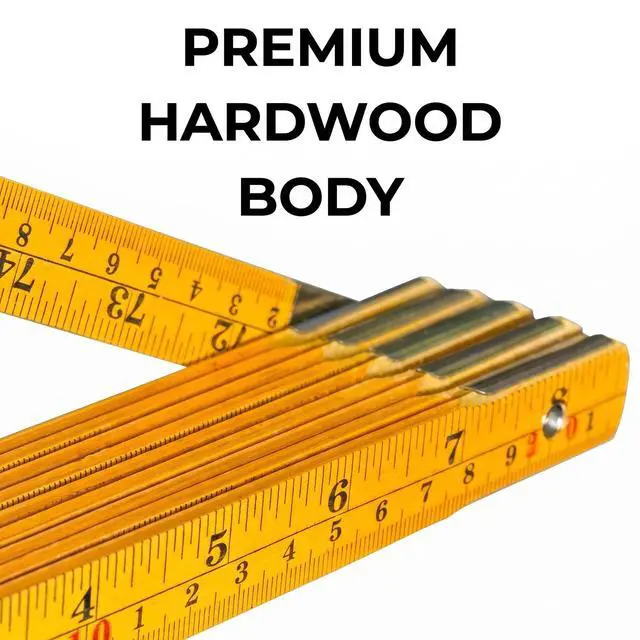 Alt view image 4 of 4 - 6.5ft/2m Folding Ruler - Inch & Metric Wooden Yardstick