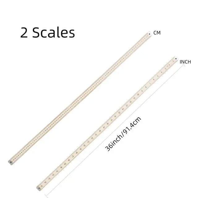 Alt view image 2 of 7 - 3 Pack Wooden Ruler,Natural Wood Stick Ruler with Hang Hole Metal Tips, 36 Inches Yardstick Meter Stick for Classroom,School,Clothing Measuring, Office,Engineers, Architects