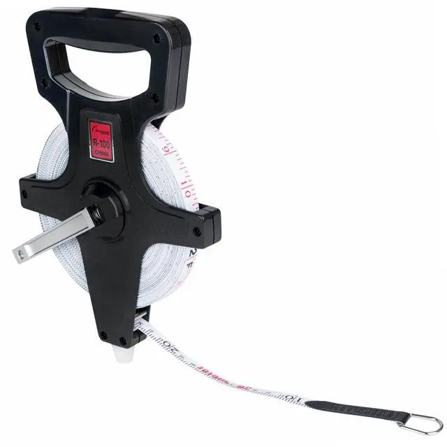 Alt view image 2 of 4 - Open Reel Measuring Tapes Durable Hand Crank with Metal Spike, Dual-Sided Feet & Meters, Perfect for Track & Field and Long Jump, 100 ft/30 meters