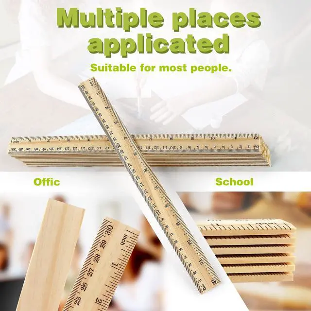 Alt view image 3 of 7 - 3 Pack Wooden Ruler 12 Inch30 cm)