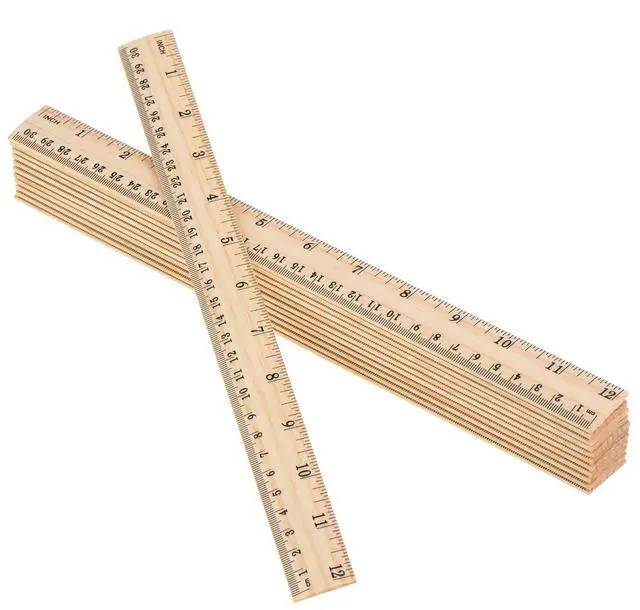 Main image of eBoot 12 Pack Wood Rulers Dual Scale Student School Ruler 12 Inch/30 cm