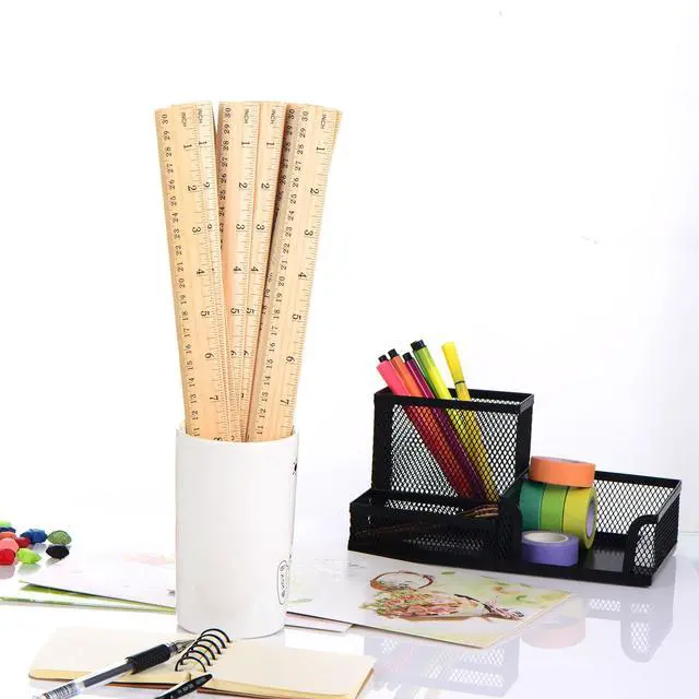 Alt view image 4 of 7 - eBoot 12 Pack Wood Rulers Dual Scale Student School Ruler 12 Inch/30 cm
