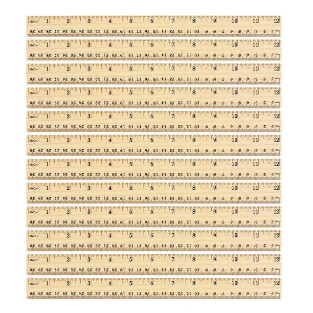 Alt view image 5 of 7 - eBoot 12 Pack Wood Rulers Dual Scale Student School Ruler 12 Inch/30 cm
