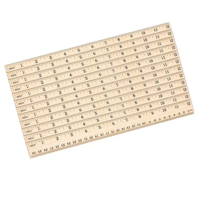 Alt view image 6 of 7 - eBoot 12 Pack Wood Rulers Dual Scale Student School Ruler 12 Inch/30 cm