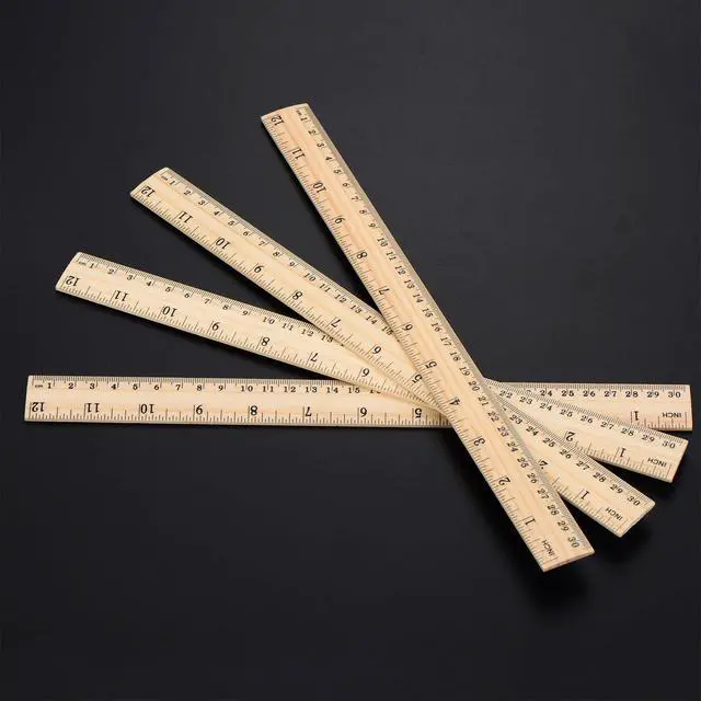 Alt view image 7 of 7 - eBoot 12 Pack Wood Rulers Dual Scale Student School Ruler 12 Inch/30 cm