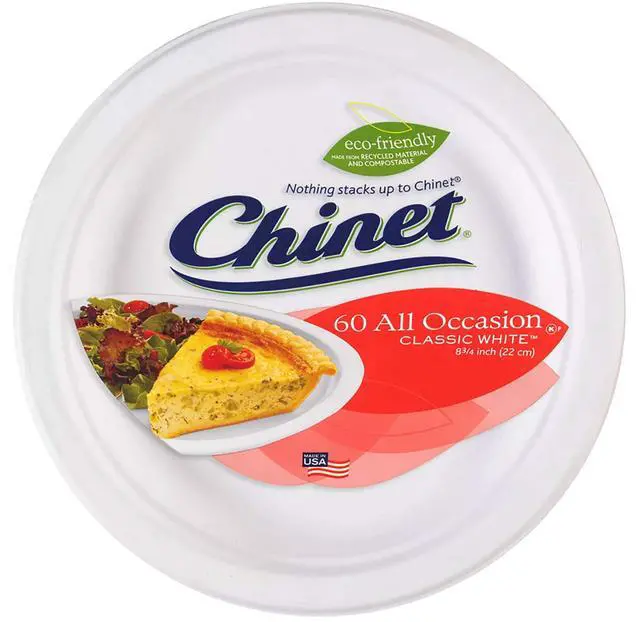 Alt view image 2 of 3 - Chinet Classic Bundle - 60 Paper Bowls and 60 Paper Disposable Plates Combo - Classic White 16 Oz Bowls and All Occasion 8 3/4 Inch Classic White Plates