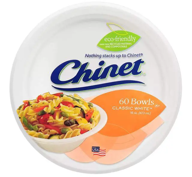Alt view image 3 of 3 - Chinet Classic Bundle - 60 Paper Bowls and 60 Paper Disposable Plates Combo - Classic White 16 Oz Bowls and All Occasion 8 3/4 Inch Classic White Plates