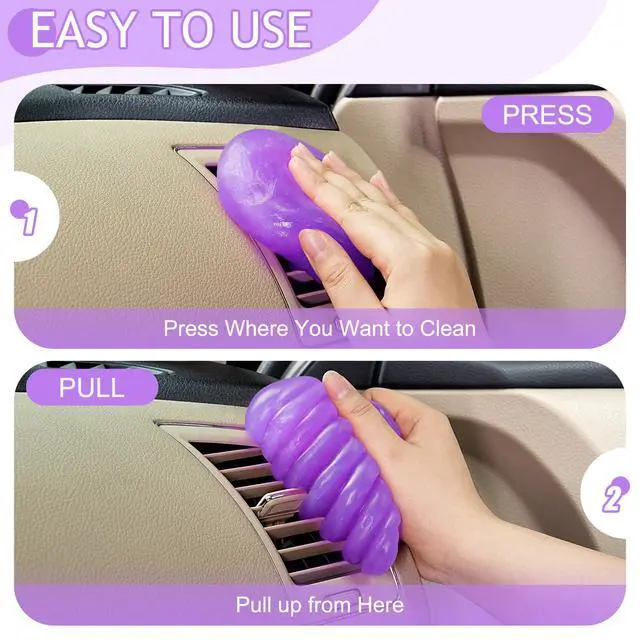 Alt view image 4 of 7 - Car Cleaning Gel Car Cleaning Putty Car Putty Car Interior Cleaner Car Slime Car Detailing Kit Car Accessories Gifts for Men Women Stocking Stuffers Purple