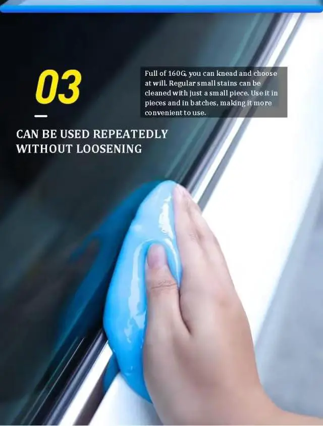Alt view image 5 of 6 - Gunk Grabber Car Cleaning Gel Reusable Detail Slime Putty for Car Interior, Air Vents, Dashboard & Cup Holders Dust Cleaning Gel for Keyboard, Electronics & Office Non-Sticky Auto Detailing Tool